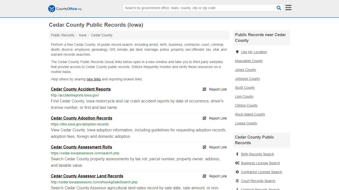 Cedar County Public Records (Iowa) - County Office